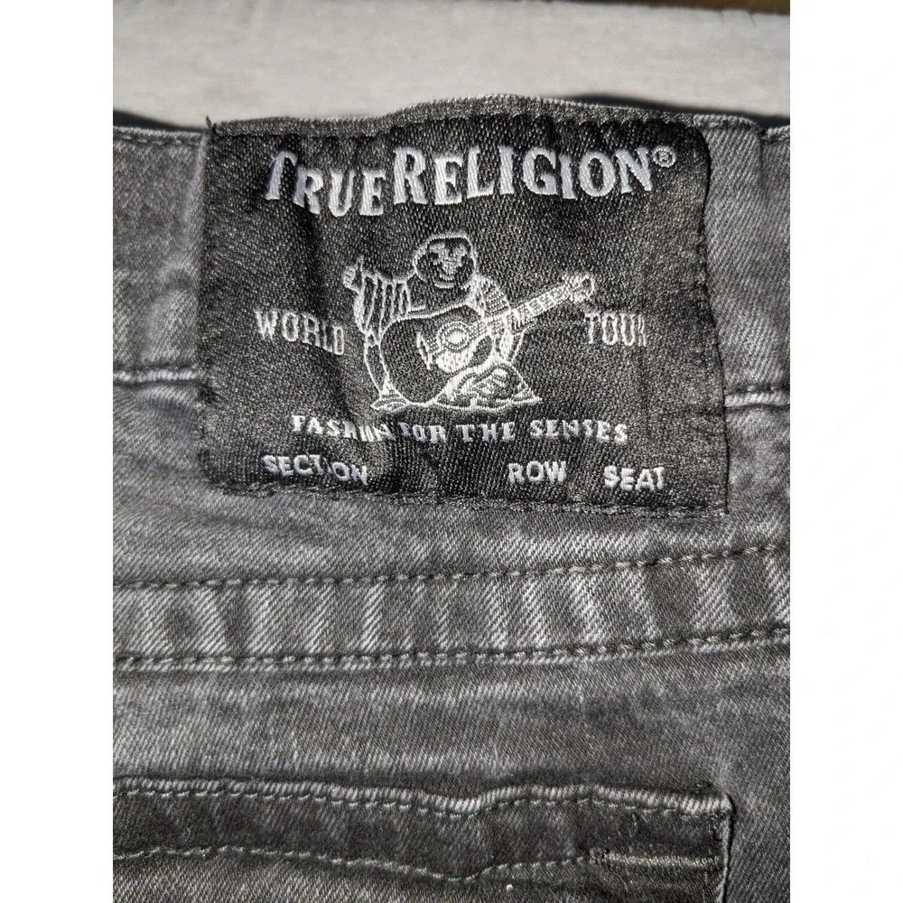 True Religion Rocco Relaxed Skinny Jeans Mens 38 Black Faded Flap‎ Pocket Denim